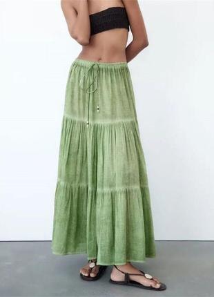 Зелёная длинная юбка zara3 фото