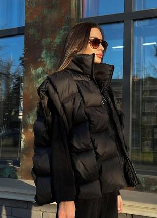 Женская легкая жилетка на молнии, с карманами, черная5 фото