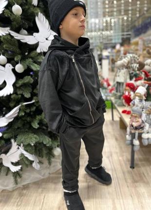 Детский костюм "косуха" для мальчика, кофта и штаны, черный4 фото