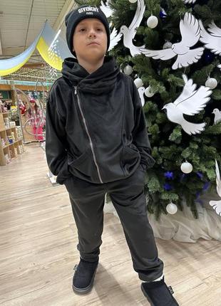 Детский костюм "косуха" для мальчика, кофта и штаны, черный7 фото