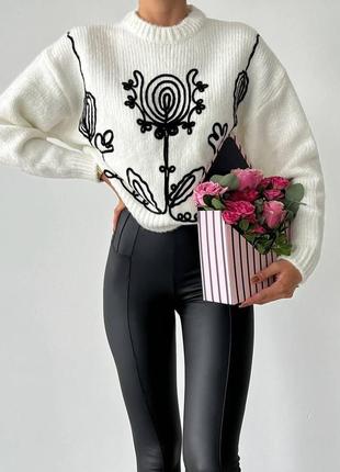 Женский теплый свитер, в стиле оверсайз, белый