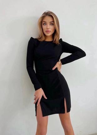 Жіноча сукня міні, з розрізами на стегнах, чорна