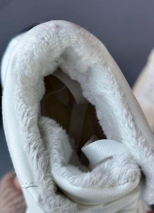 Женские зимние ботинки, из кожи, утепленные, белые5 фото