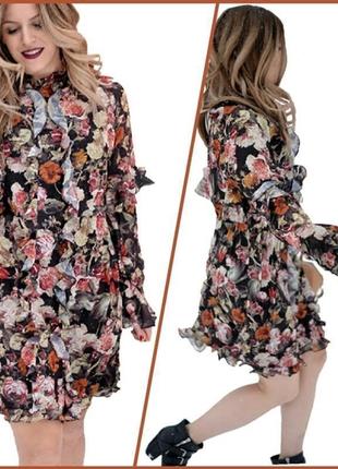 Платье с рюшами в цветочный принт h&m1 фото
