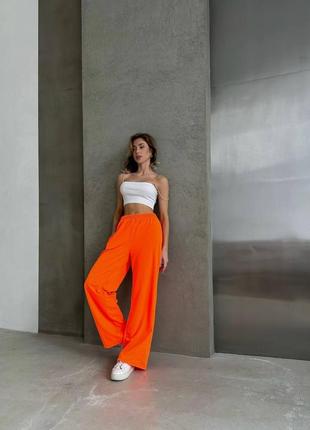 Женские яркие штаны кюлоты, в оверсайз стиле, оранж9 фото