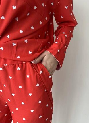 Пижама с сердечками и шелковым кантом шорты + рубашка рр 40-547 фото