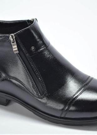 Чоловічі зимові шкіряні черевики чоботи чорні nord 409