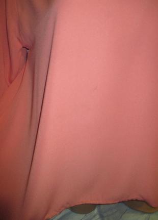 Розовая удлинённая блузка трапеция туника с поясом,48-50см7 фото