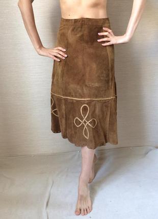Замшевая коричневая юбка