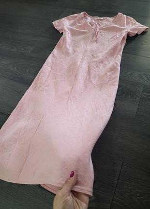 Ніжно-рожева довга сукня льон! хс-с-м4 фото