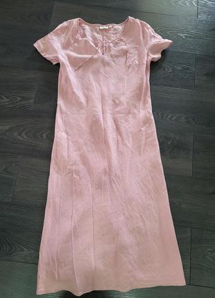 Ніжно-рожева довга сукня льон! хс-с-м7 фото