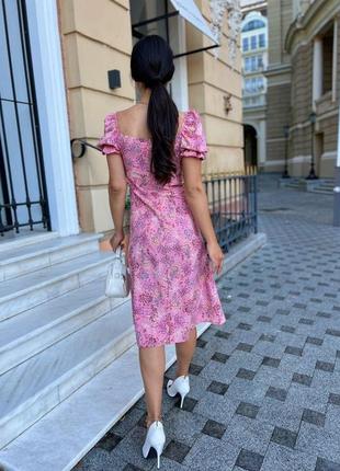 Женское облегающее платье, с цветочным принтом, розовое3 фото