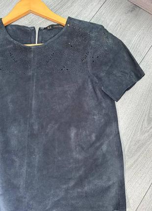 Кожаный топ блуза zara из натуральной кожи