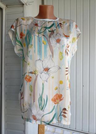 Брендовая коттоновая блуза с шелковой вставкой2 фото