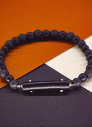 Браслет мужской натуральные акабар черный коралл / лава / агат