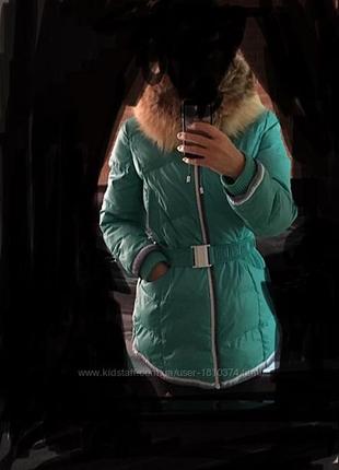 Зимний пуховик куртка с натуральным мехом, m-l2 фото