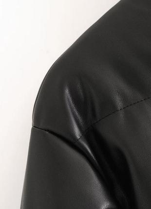 Трендовая куртка пуховик из эко-кожи в стиле zara4 фото