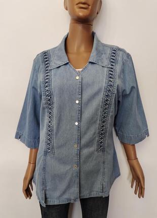 Легкая летняя женская джинсовая рубашка lafeipiza, р.2xl/3xl