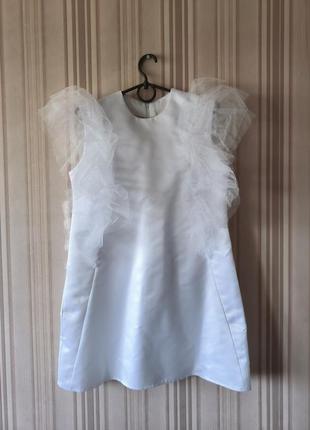 Платье белое с фатином для девушки 158см4 фото