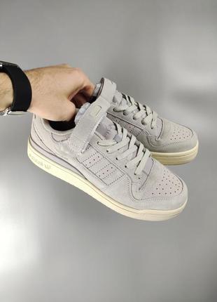 Мужские кроссовки adidas forum gray из натуральной замши2 фото