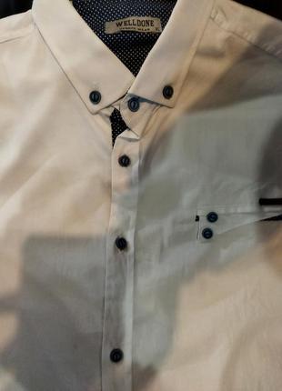 Белая мужская рубашка с длинным рукавом welldone6 фото