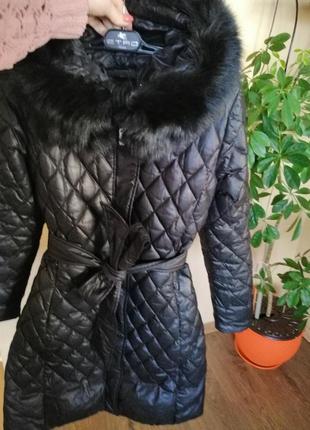 Стильное стеганое пальто пуховик6 фото