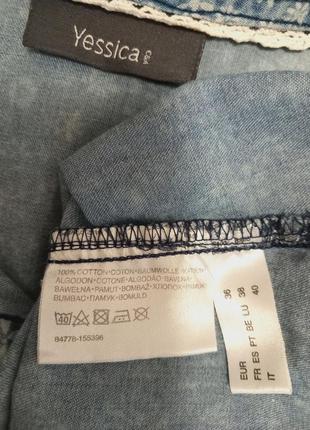 Сорочка джинсова у квіточку yessica c&amp;a бавовна 100%.6 фото