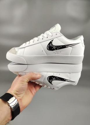 Чоловічі кросівки nike blazer low white/black з натуральної шкіри5 фото