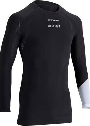 Жіночий лонгслів футболка з довгим рукавом спорт чорний btwin aerofit купити ціна