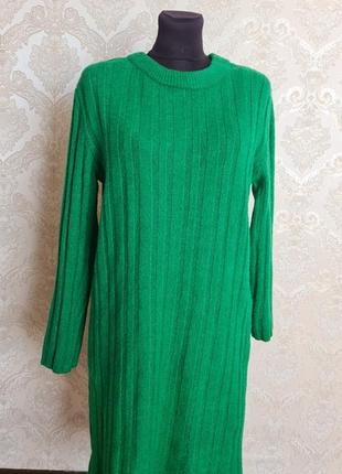 Вязаный свитер платья в рубчик3 фото
