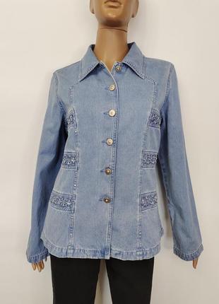Красивый женский джинсовый пиджак lafeipiza, р.l/xl