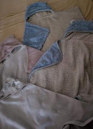 Полотенце для младенца малыша зимнее лето осень весна теплое легонько с конвертиками капюшоном