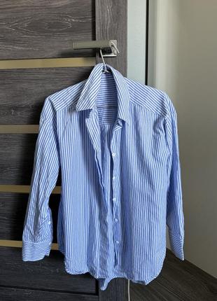 Стильна блузка в синю смужку5 фото