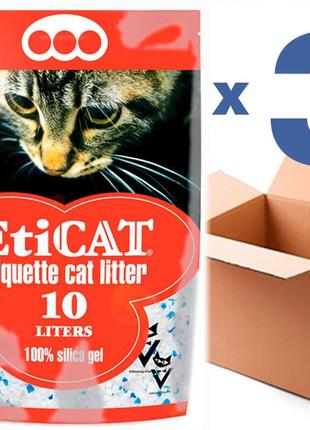 Наполнитель для кошачьего туалета силикагелевый  eticat10.0lx3шт(30l)