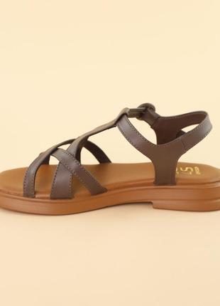 Стильные шоколадные сандалии-босоножки экокожа,на низком подъеме, коричневые,женская обувь на лето2 фото