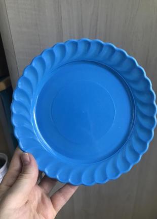 Тарілка пластикова блакитна2 фото