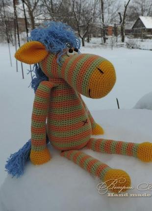 Зебра велика м'яка в'язана іграшка