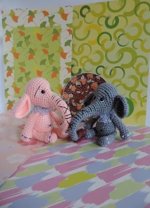 Розовый слонёнок мари вязаная игрушка4 фото