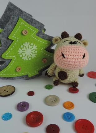 Бычок мягкая вязаная экоигрушка