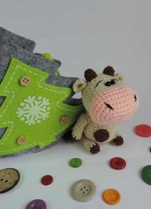 Бычок мягкая вязаная экоигрушка