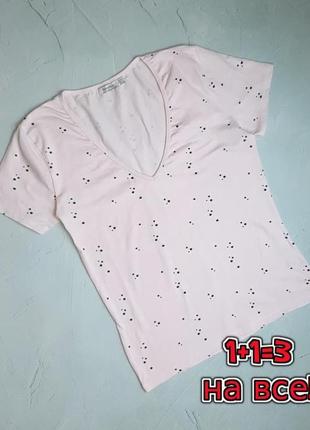 🌿1+1=3 нежно-розовая женская футболка в звездочки bershka, размер 46 - 48