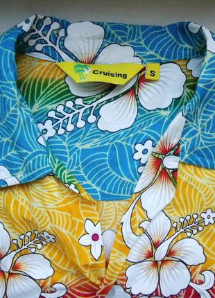 Рубашка  гавайская cruising rayon thailand яркая гавайка (s-m)3 фото