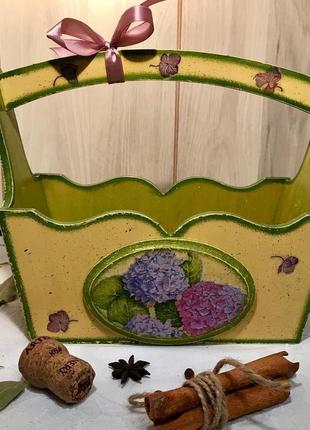 Кошик дерев'яна «гортензія»