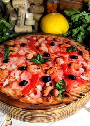 Кухонна дошка «піца з морепродуктами»3 фото