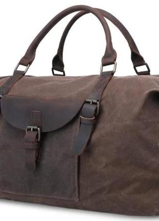 Дорожная сумка текстильная vintage 20058 коричневая2 фото