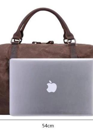 Дорожная сумка текстильная vintage 20058 коричневая9 фото