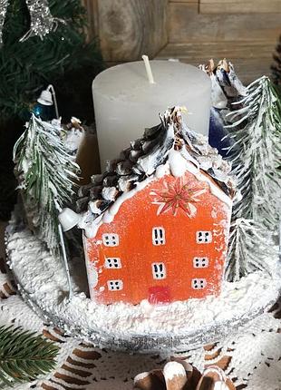 Композиція-підсвічник «зимове містечко»