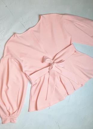 🌿1+1=3 нежно-розовая блуза с баской shein, размер 50 - 524 фото