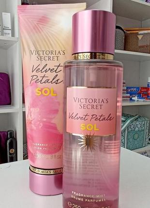 Victoria's secret спрей та лосьйон для тіла velvet petals sol