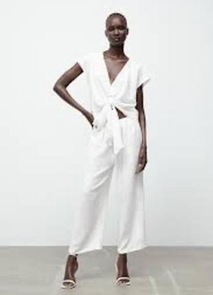 Блуза zara без рукавов с завязкой на поясе